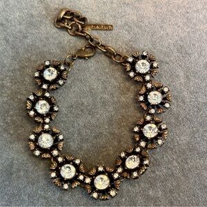 coutukitsch brass tone crystal rhinestone flower design bracelet